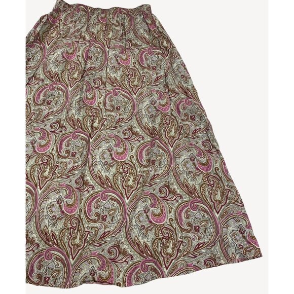 220 Hickory Womens A-Line Maxi Skirt Paisley Floral Print Pink Brown Size M - Picture 9 of 11